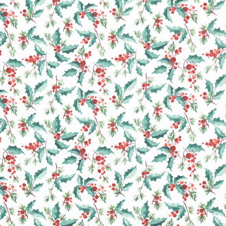 Wonderland - Jolly Holly White Yardage