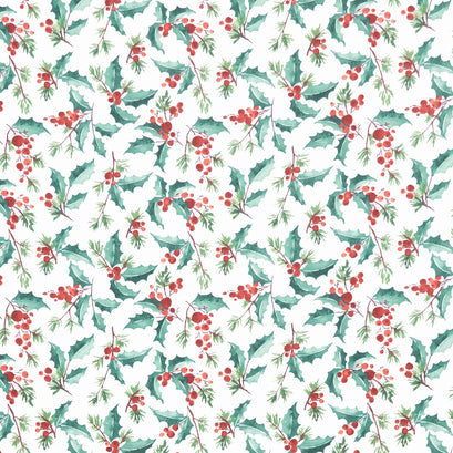 Wonderland - Jolly Holly White Yardage