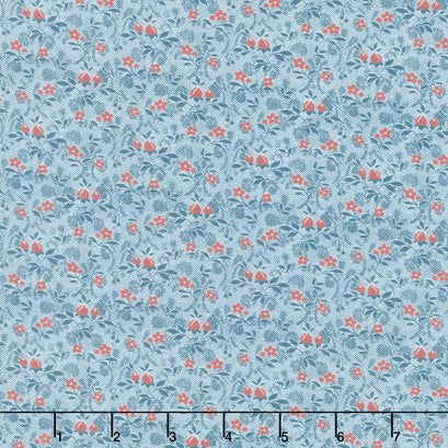 Victory Garden - Tiny Victorian Florals Blue Yardage