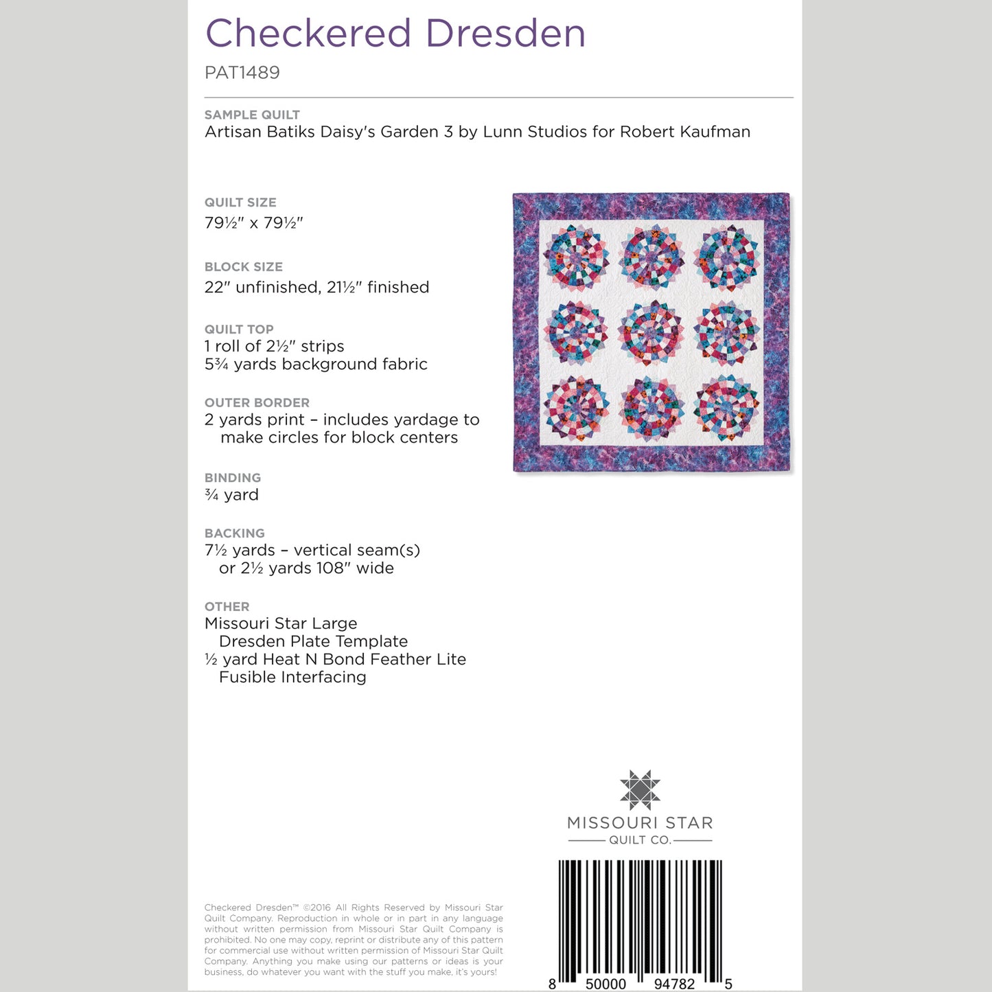 Digital Download - Checkered Dresden Quilt Pattern by Missouri Star Alternative View #1
