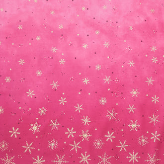 Ombre Flurries Metallic - Snowflakes Magenta Yardage