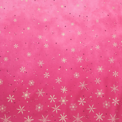 Ombre Flurries Metallic - Snowflakes Magenta Yardage