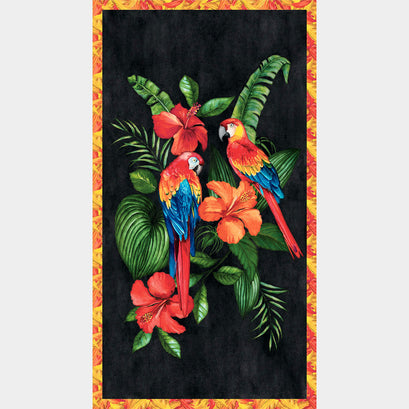 Tropical Paradise - Macaw Paradise Black Panel