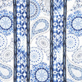 Indigo Splash - Medallion Repeating Stripe White Blue Yardage Primary Image