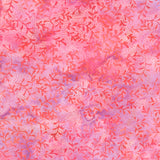 Pin Dot Floral Batiks - Sprig Pink Geranium Yardage Primary Image