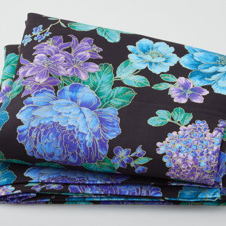 Opulent Bouquet - Blue Metallic 108" Wide 3 Yard Cut
