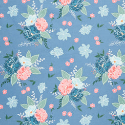 Afternoon Tea (Riley Blake) - Main Floral Light Colonial Blue Yardage Primary Image