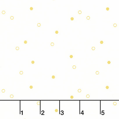 Daisy Fields - Scattered Hexies Sanddollar Metallic Yardage