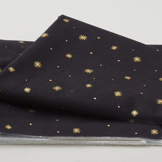 Illusion - Asterisk Black Metallic 2 Yard Cut