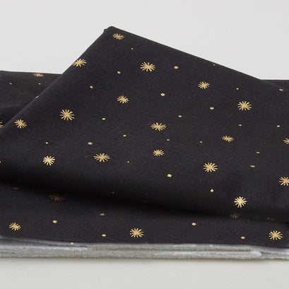 Illusion - Asterisk Black Metallic 2 Yard Cut