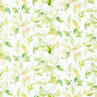 Lemon Bouquet - Lemon Leave and Floral Bee Beige Digitally Printed Yardage