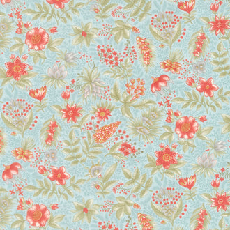 Collection for a Cause: Etchings - Joyful Jacobean Aqua Yardage