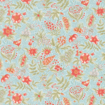 Collection for a Cause: Etchings - Joyful Jacobean Aqua Yardage