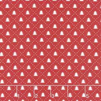 Winter Blooms - Tree Grid Red Yardage