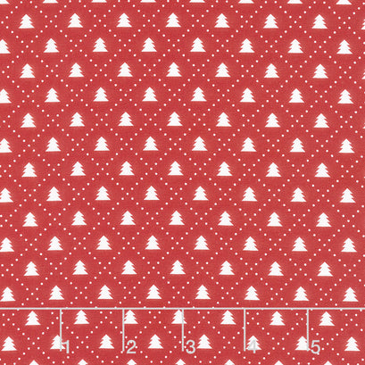 Winter Blooms - Tree Grid Red Yardage