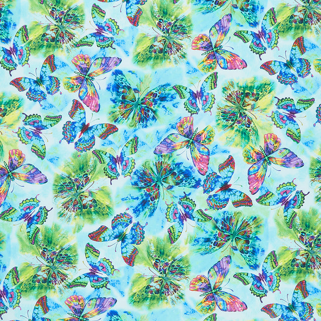Novelty - Timeless Treasures - Butterflies Green Yardage Primary Image