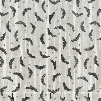 Ghostly Greetings - Bat Skies Granite Grey Yardage
