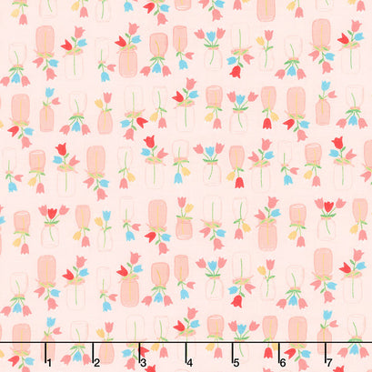 Forget-Me-Not - Flower Jars Soft Pink Yardage