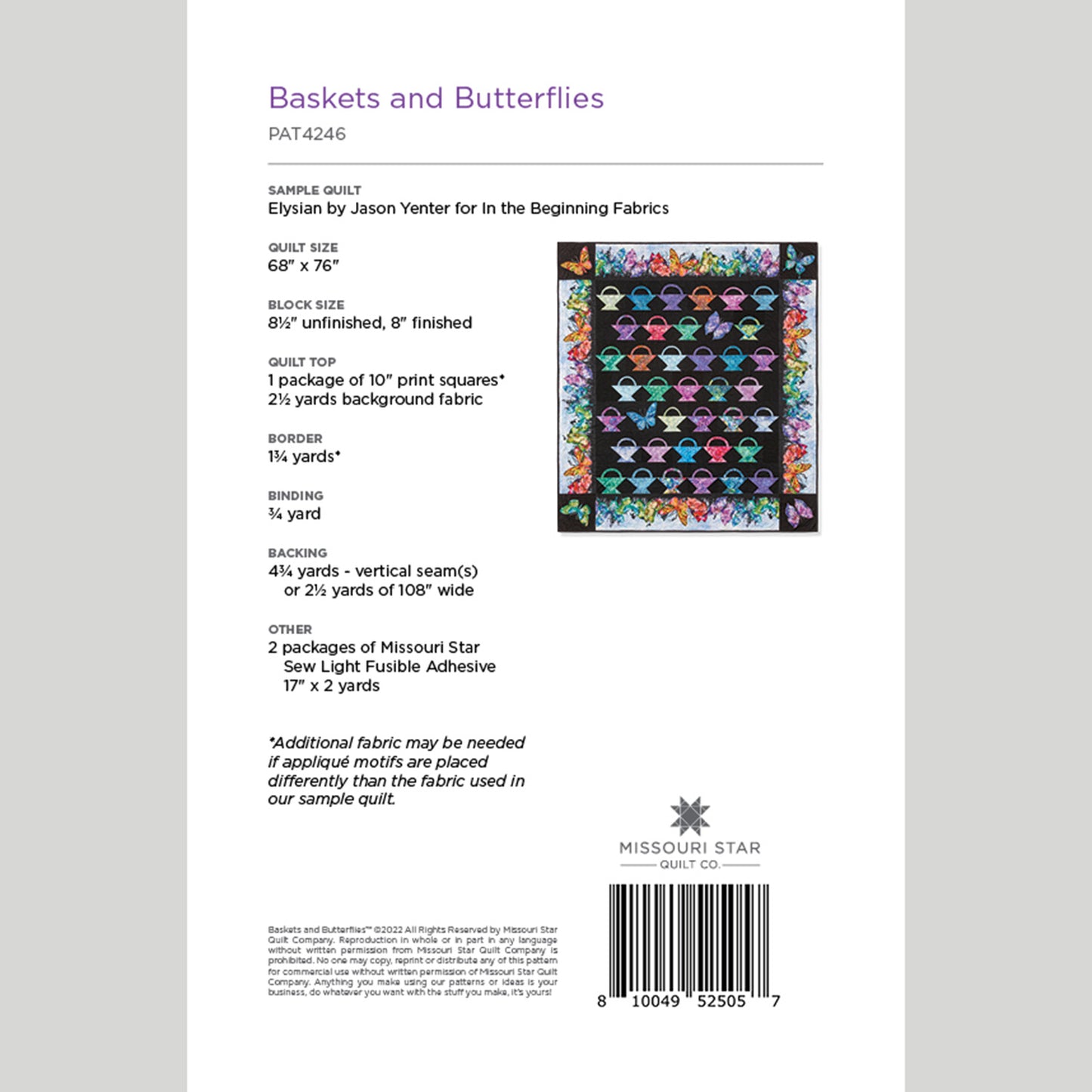 Digital Download - Baskets and Butterflies Quilt Pattern by Missouri Star Alternative View #1