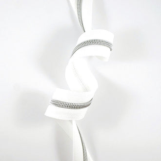 Emmaline #5 Zippers-by-the-Yard - White with Silver