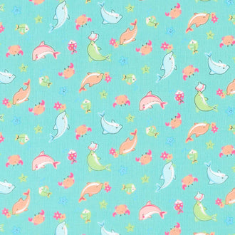 Mer-Mazing - Sea Creatures Green Yardage