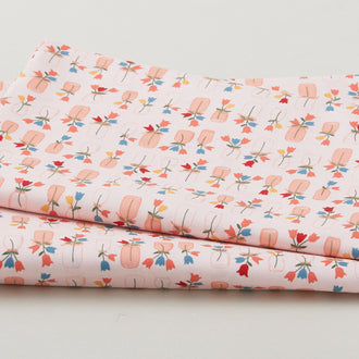 Forget-Me-Not - Flower Jars Soft Pink 2 Yard Cut