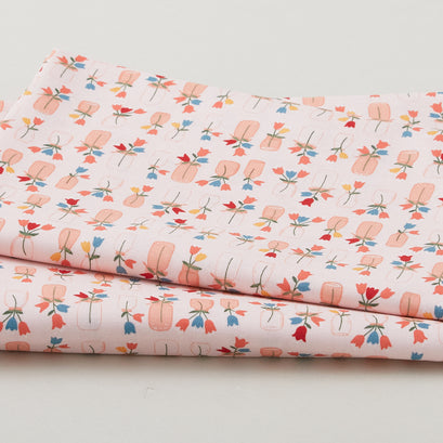 Forget-Me-Not - Flower Jars Soft Pink 2 Yard Cut
