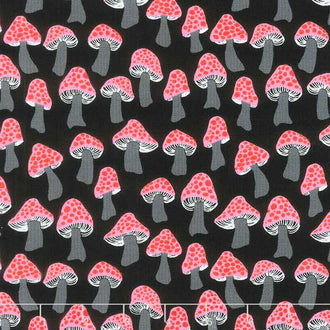 Firefly - Mushrooms Black Metallic Yardage