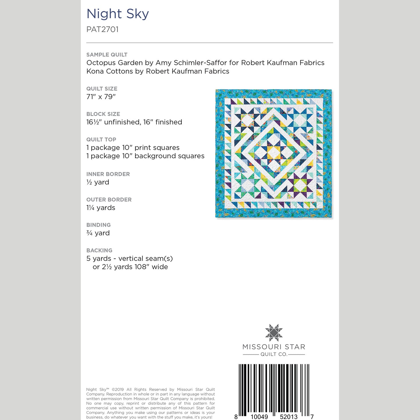 Digital Download - Night Sky Quilt Pattern by Missouri Star Alternative View #1