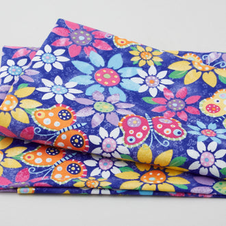 Pocketful of Sunshine - Butterflies & Flowers Blue 2 Yard Cut