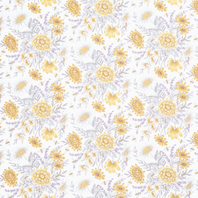 Honey and Lavender - Floral All Over Milk Yardage