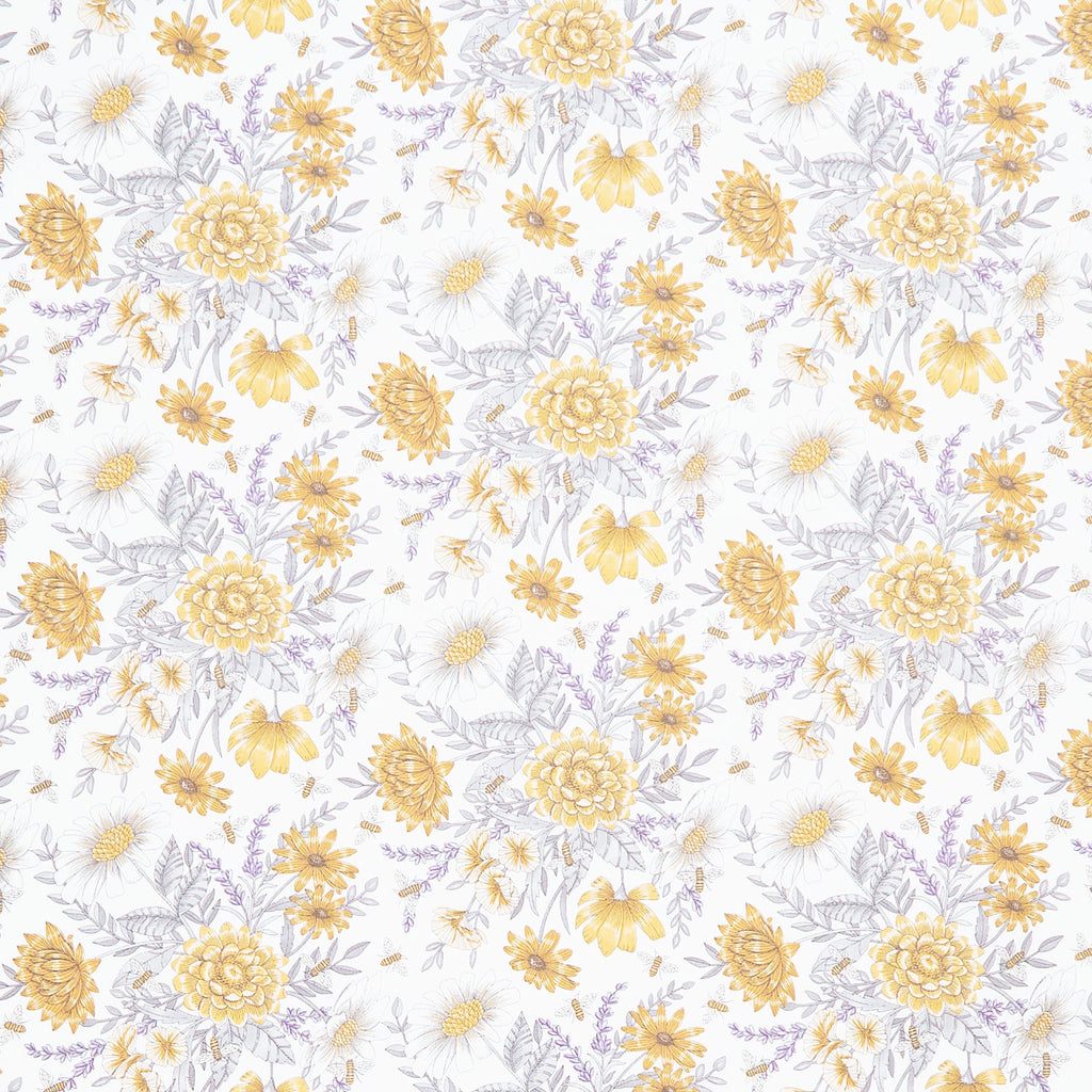 Honey and Lavender - Floral All Over Milk Yardage Primary Image