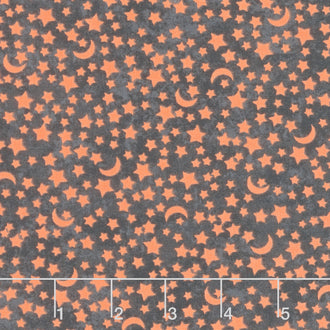 All Hallows Eve - Moon and Stars Black Yardage