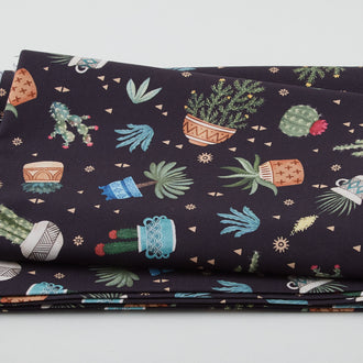 Adobe Canyon - Cactus Plants Black 2 Yard Cut