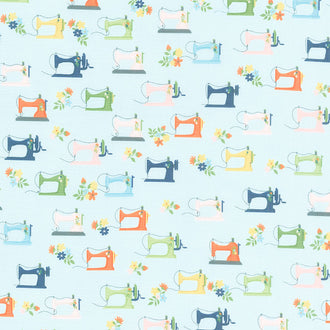Sew Much Fun - Sewing Machines Sky Yardage