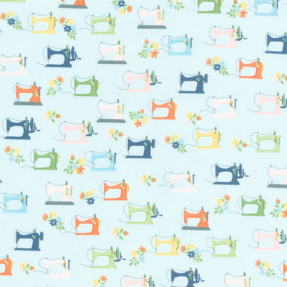 Sew Much Fun - Sewing Machines Sky Yardage