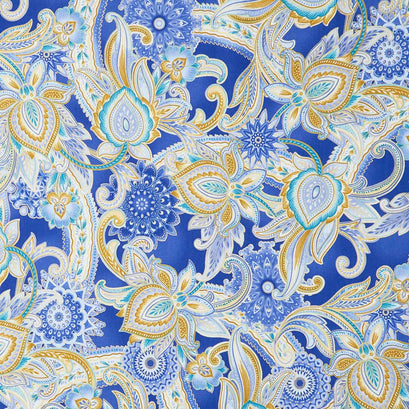 Jaikumari - Paisley Cobalt Metallic Yardage