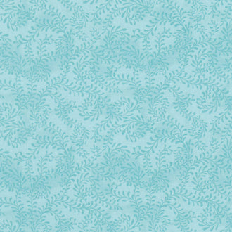 Wilmington Essentials - Swirling Leaves Turquoise 108" Wide Backing Yardage