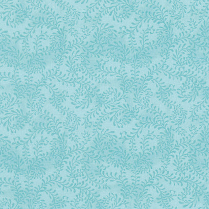 Wilmington Essentials - Swirling Leaves Turquoise 108" Wide Backing Yardage