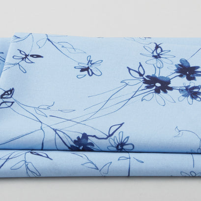 Flora Bella - Shadow Flowers Blue 2 Yard Cut
