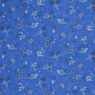 French Quarter - Medium Floral Medium Blue Yardage