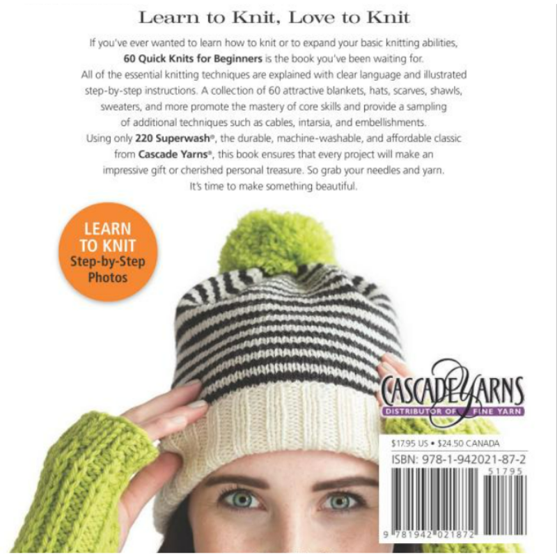 60 Quick Knits For Beginners Book | Featuring Cascade 220 Superwash Alternative View #2