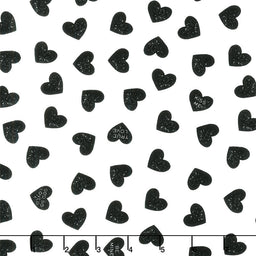 Be Mine Valentine - Candy Hearts Black Yardage Primary Image