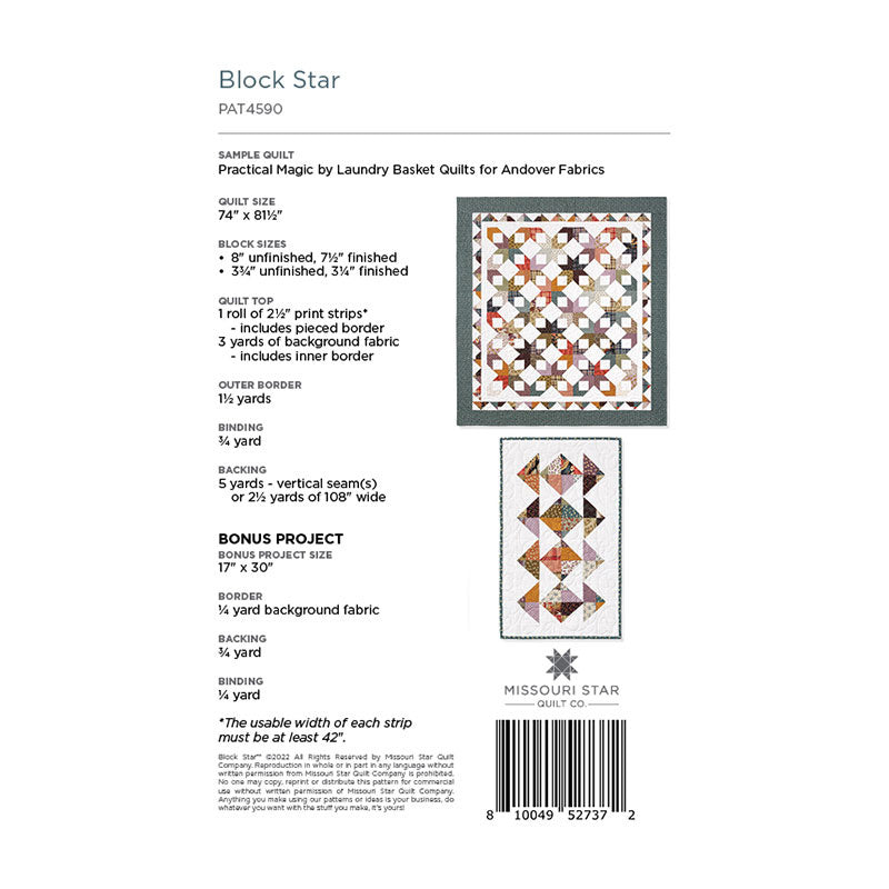 Block Star Quilt Pattern by Missouri Star Alternative View #1