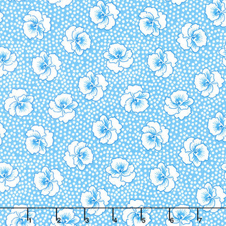 Wild Flour - Pansy Dot Blue Yardage