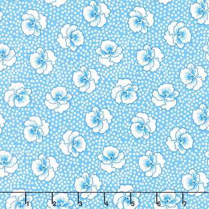 Wild Flour - Pansy Dot Blue Yardage