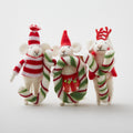 Wool Felt Mice w/Candy Canes Joy 5-1/2" H, White, red & green, Set of 3 - FOR WEBSITE AND HOLIDAY STORE Primary Image