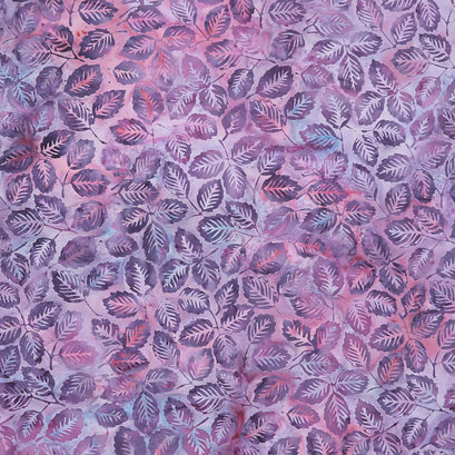 English Lavender Batiks - Leaves Purple Urchin Yardage