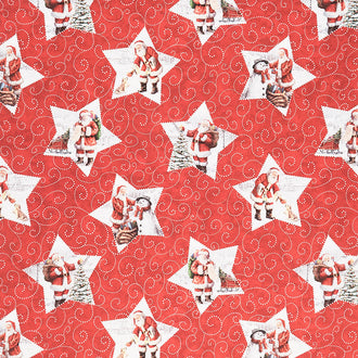 Picture a Christmas - Star Santas Red Yardage