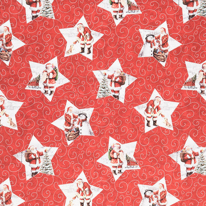 Picture a Christmas - Star Santas Red Yardage
